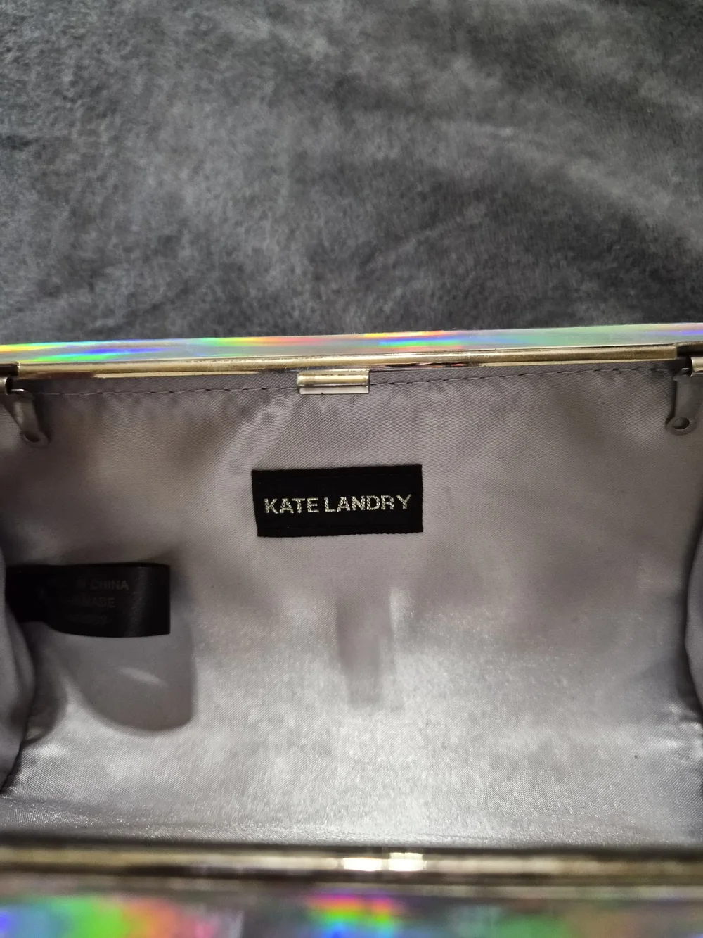 Kate Landry Crystal Embellished Beige and Irradecent Women’s Clutch